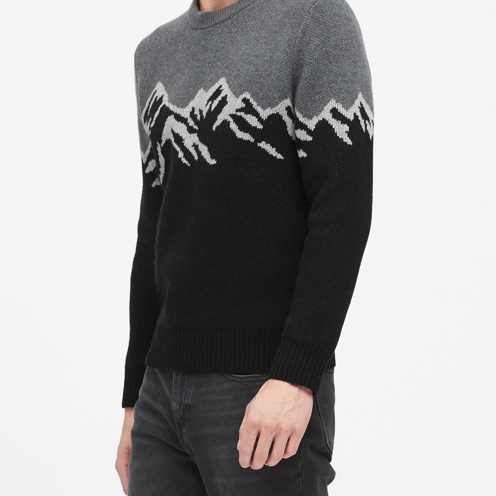 Men's XL  wool/nylon Banana Republic sweater w/‎ mountain scene New